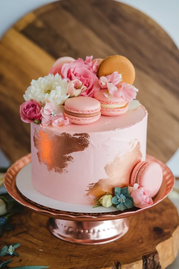 Floral Macaron Birthday Cake