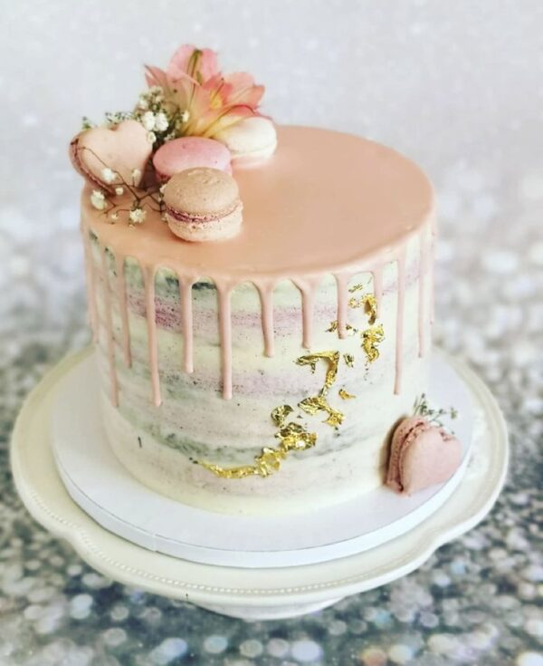 Floral Macaron Birthday Cake