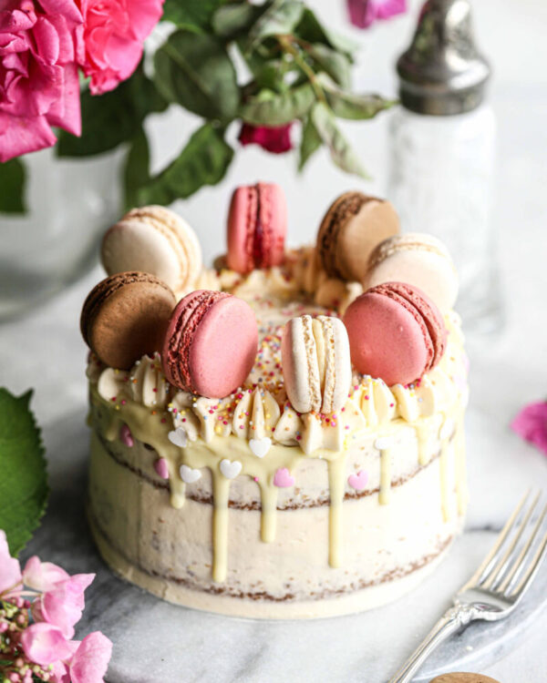 Floral Macaron Birthday Cake